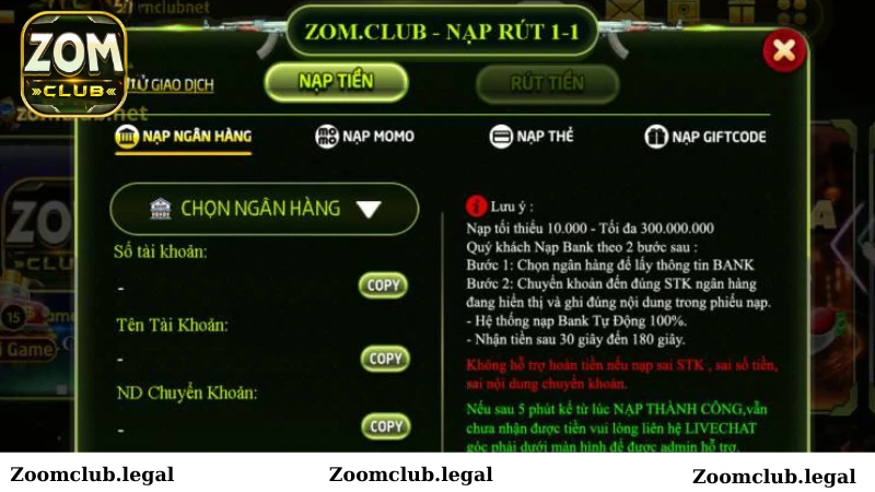 Nạp tiền Zomclub